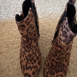 Time and Tru Brown Leopard Ankle Booties